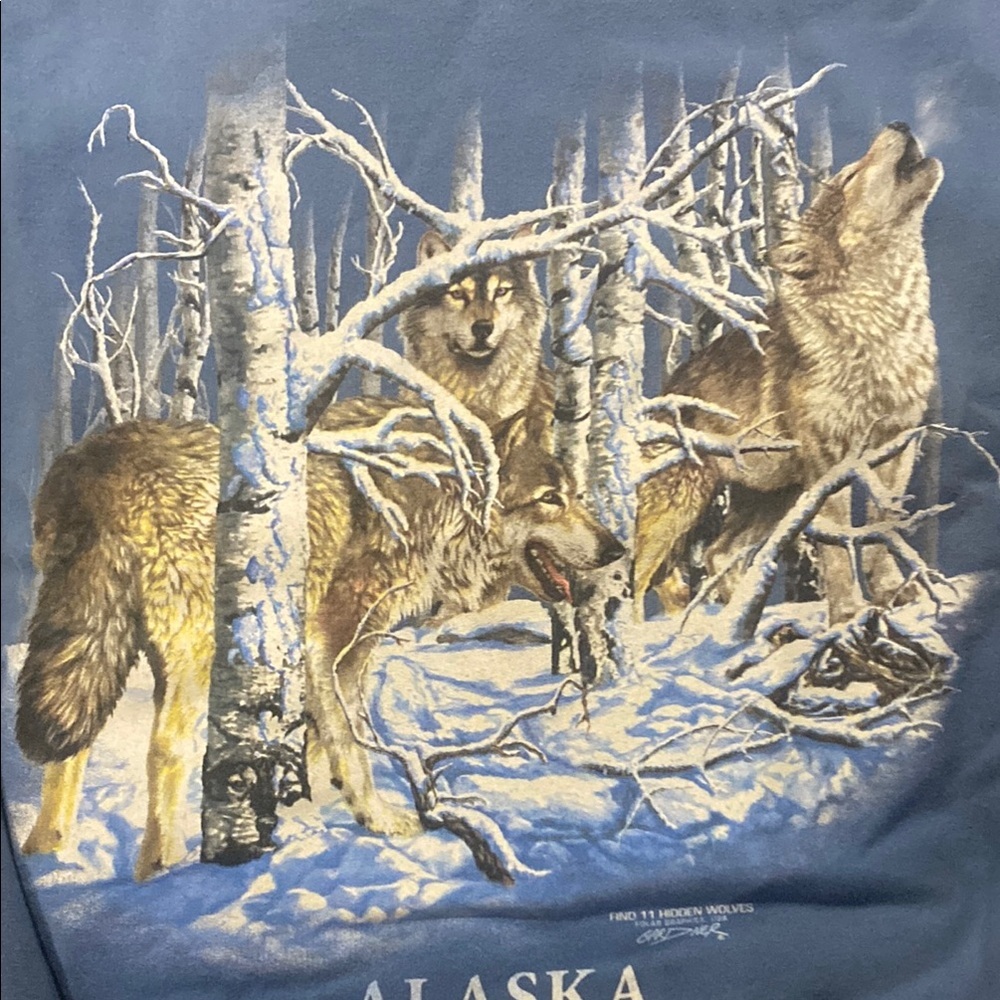 Alaska Blue Wolf Print Men's Sweater - Picture 3 of 5